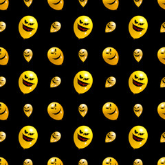 yellow balls seamless pattern on black background