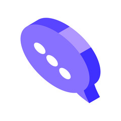 Vector Chat Icon in flat isometric 3d style isolated. Speech bubble symbol usable for web site design, logo, app, UI, posters. Vector illustration, EPS10.