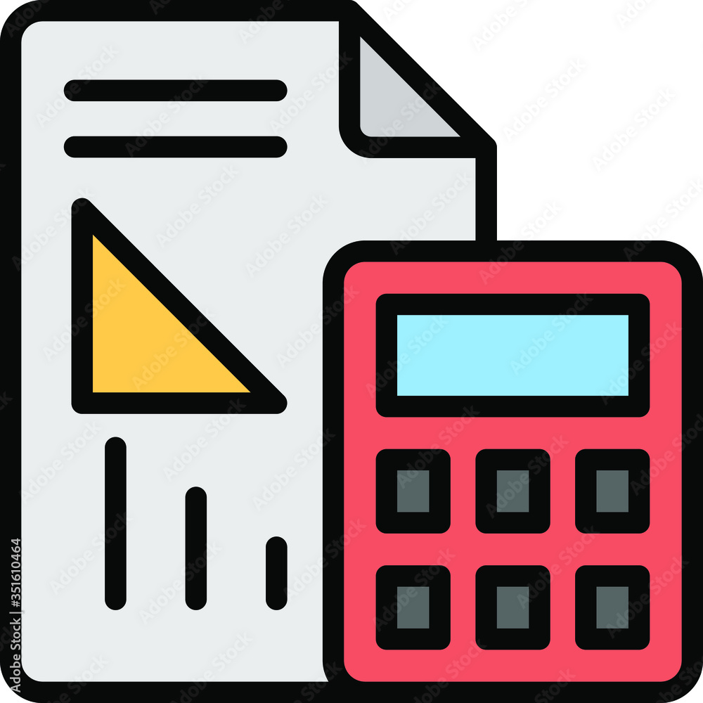 Poster diagram with calculator vector color icon design, industrial and engineering calculations concept.