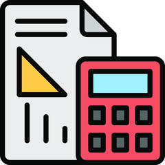Diagram with Calculator vector color icon design, Industrial and engineering calculations Concept. 