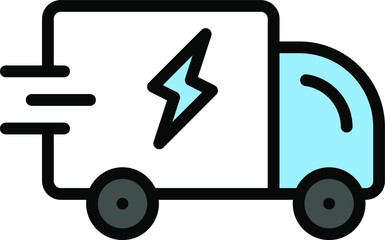 Electricity Power Vehicle Vector Color Icon Design, Van with Charge Sign on white background, Hybrid Electric Commercial Vehicle Concept 