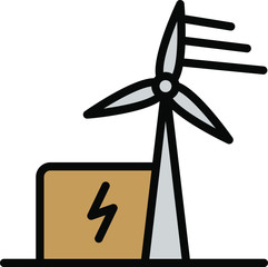 Renewable Energy industry vector Color icon design, Green Eco friendly aerogenerator equipment, small home-based wind turbine, Ecology Power Generation Plant Concept. Windmill on white background. 