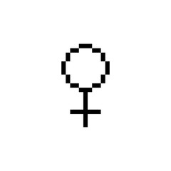 feminine symbol pixel art icon, pixel illustration