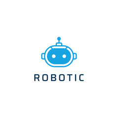 Robot logo design template vector