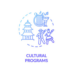 Cultural programs concept icon. Multicultural society. Ethnic holidays celebration. People diversity idea thin line illustration. Vector isolated outline RGB color drawing