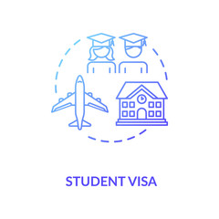 Student visa concept icon. Foreign country legal migration. University students exchange program idea thin line illustration. Vector isolated outline RGB color drawing