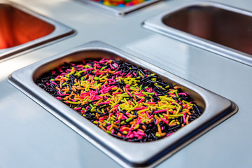 Various Colorful Candies in Ice Cream Counter