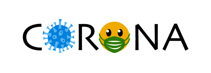 Corona, Virus blau, Mundschutz grün