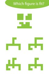 Puzzle game with colorful details for children, which figure is needed, education game for kids, preschool worksheet activity, task for development of logical thinking, vector illustration