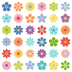 Flower icon collection - vector pastel color illustration 