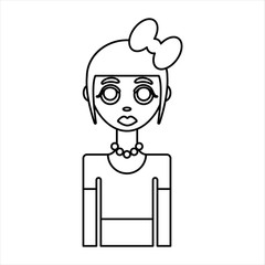 woman front look line icon