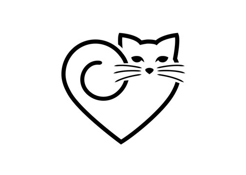 Cat lover icon, isolated on white background. Pet shop logo. Cat lovers club logo.
