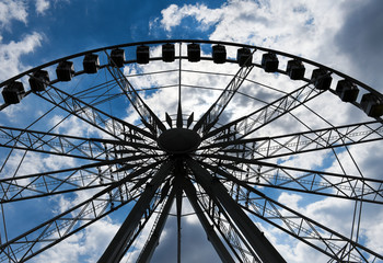 Budapest eye ferris big wheel detail with cabins in Budapest city centre, Hungary