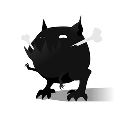 Monster eating a bone and winking