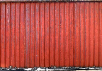 Old red galvanized sheet wall for background