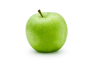 Green apple on white background. Clipping path.