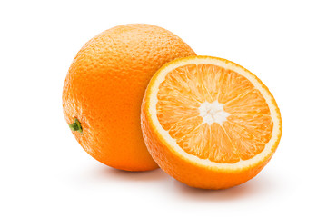 Orange fruits on white background. Clipping path.