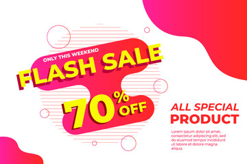 Fototapeta premium weekend Sale Banner and Poster. 70% off. Promotion Banner and Poster Vector illustration
