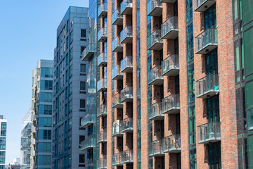 Fototapeta premium Row of Modern Residential Buildings with Balconies in Long Island City Queens New York