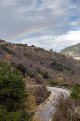 The rainbow in the mountains