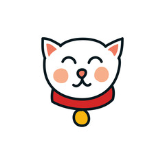 maneki neko doodle icon, vector illustration