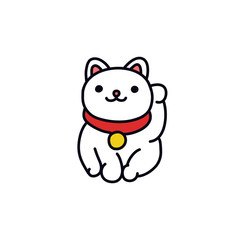 maneki neko doodle icon, vector illustration