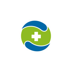 Medical and health care logo design with medical cross icon