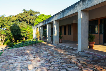 The facade of the São Bento Monastery, a public place in Brasilia, a Catholic temple and masses...