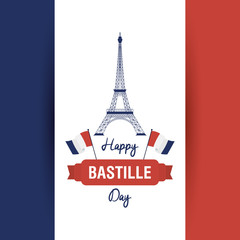 bastille day celebration with tower eiffel and flag