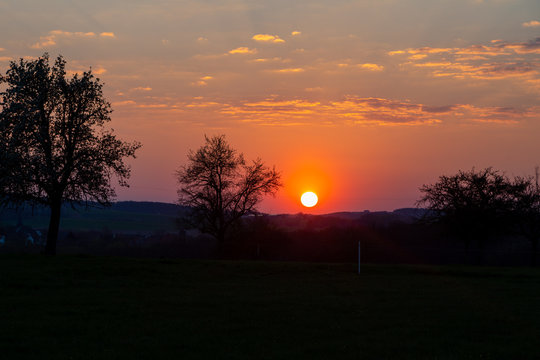Sunset on Luh, Giessen, Gro&szlig;en-Linden, Hessen, Germany