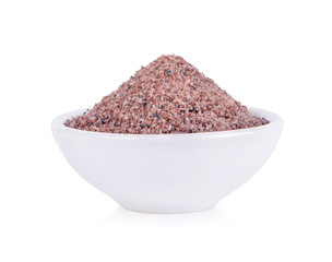 Black Himalayan Salt (Namakh shell salt) or black salt of South Asia In a separate white cup on a white background