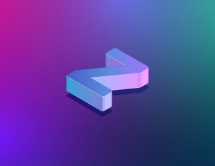 'THREE DEE' tech font character 'Z', isometric vector illustration