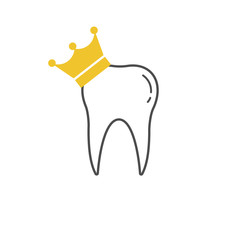 tooth icon dent smile crown logo vector illustration