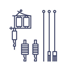 devices for tattoo machine line icons, vector illustration