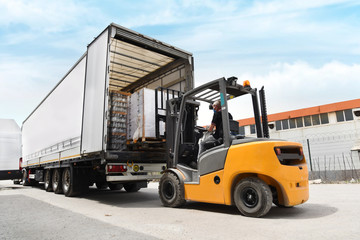 forklift, loading, shipping, transportation, logistics, cargo, goods acceptance, truck, backhoe,...