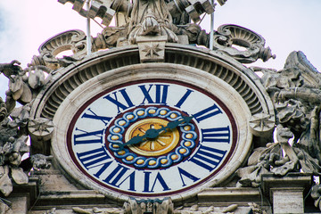 View of marble statues located at the St Peter's Basilica square in the Vatican City 
