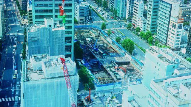 建設現場　イメージ　タイムラプス　東京　大規模ビル