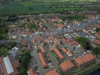 The historic market town of Yarm in North Yorkshire from above by drone showing the River Tees  © Nigel