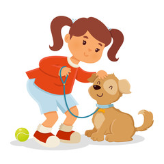 Girl playing with Dog
