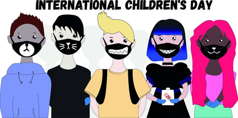 International Children's Day 
teenagers in black masks