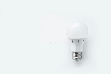 White light bulb on a white background
