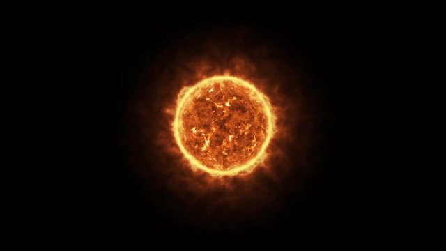 sun is a star or fireball on black background, computer render effect