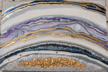 resin geode abstract art painting processes and steps