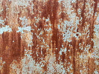 Corroded metal background. Rusty metal background with streaks of rust. Rust stains. Rystycorrosion.