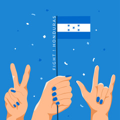 Set of Hands Holding Up National Flag : Vector Illustration