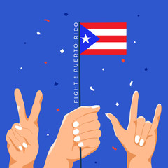 Set of Hands Holding Up National Flag : Vector Illustration