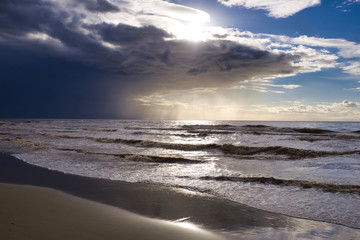 Versilia beach in Tuscany Italy with storm coming
