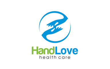 Fototapeta premium Creative hand love care logo design
