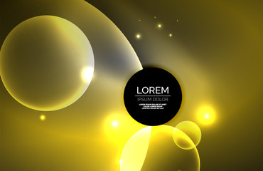 Neon shiny transparent glowing circles with light effects. Techno futuristic vector abstract background For Wallpaper, Banner, Background, Card, Book Illustration, landing page