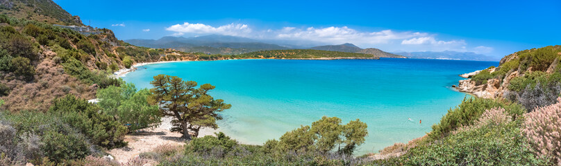 Tropical beach of Voulisma, Istron, Crete, Greece.